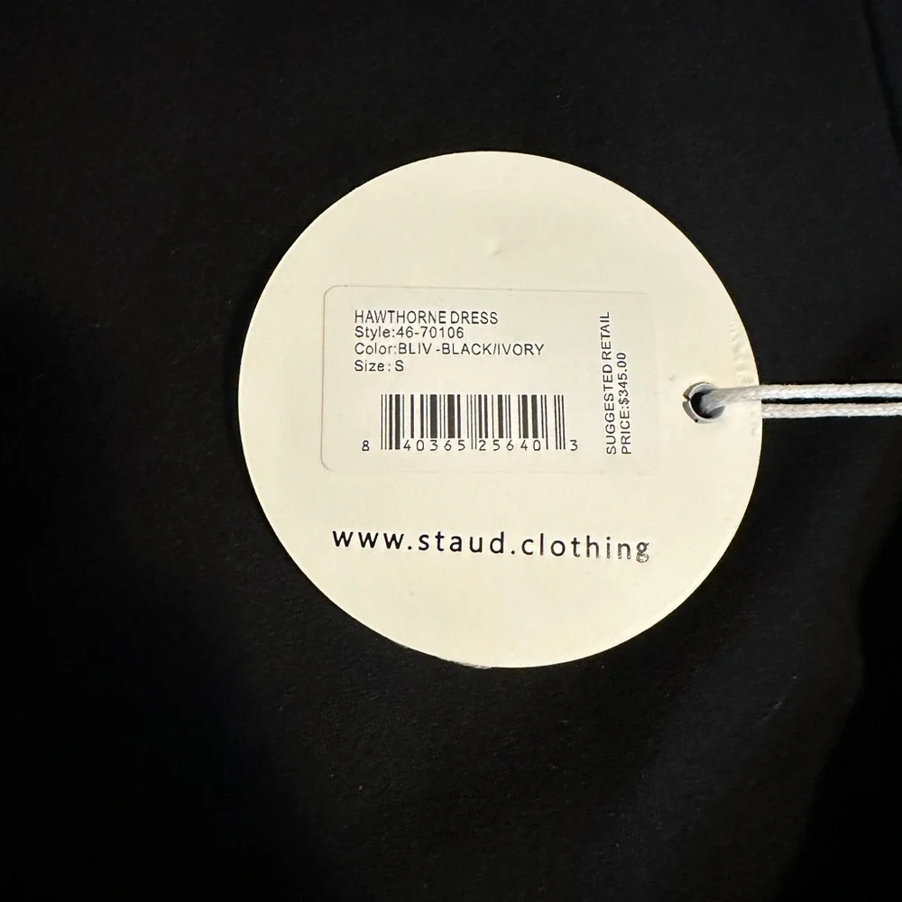 NWT Staud Hawthorne Dress Black & Ivory Size Small - Picture 10 of 17